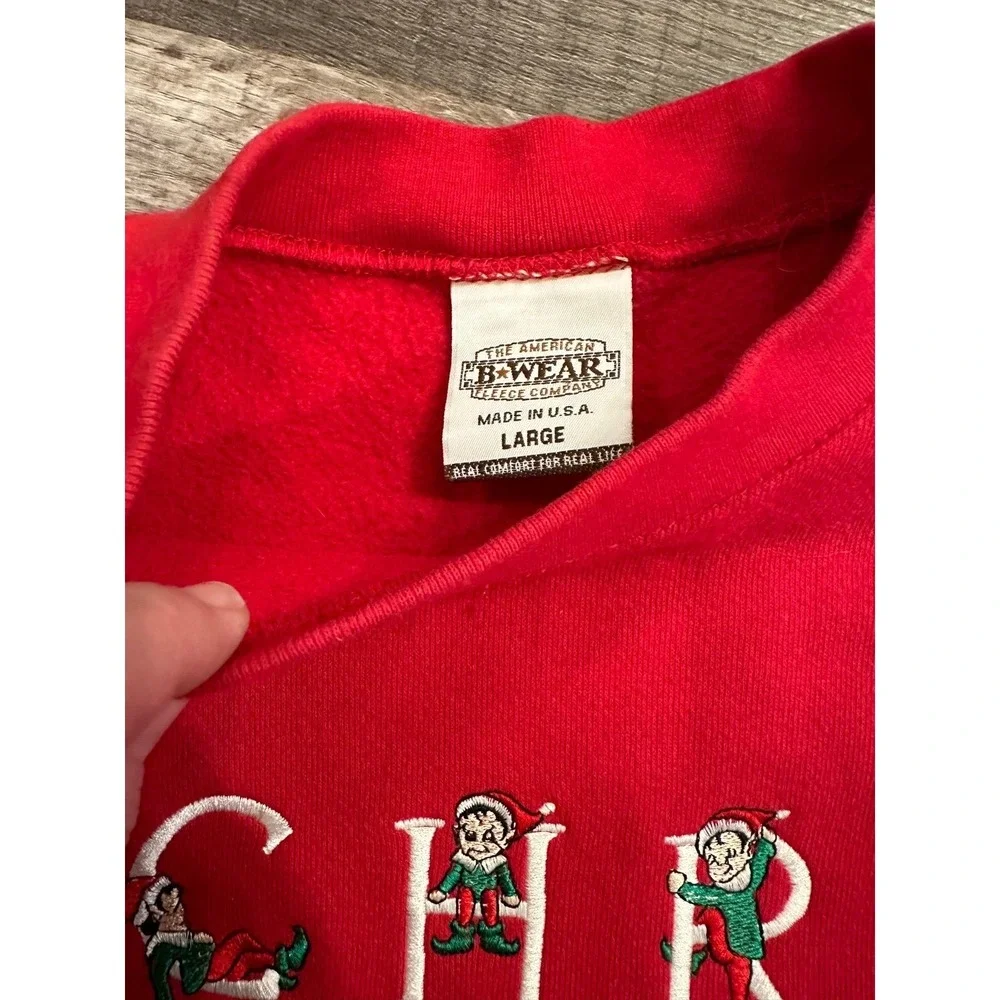 ugly christmas sweater sweatshirt large 90s - Picture 3 of 5